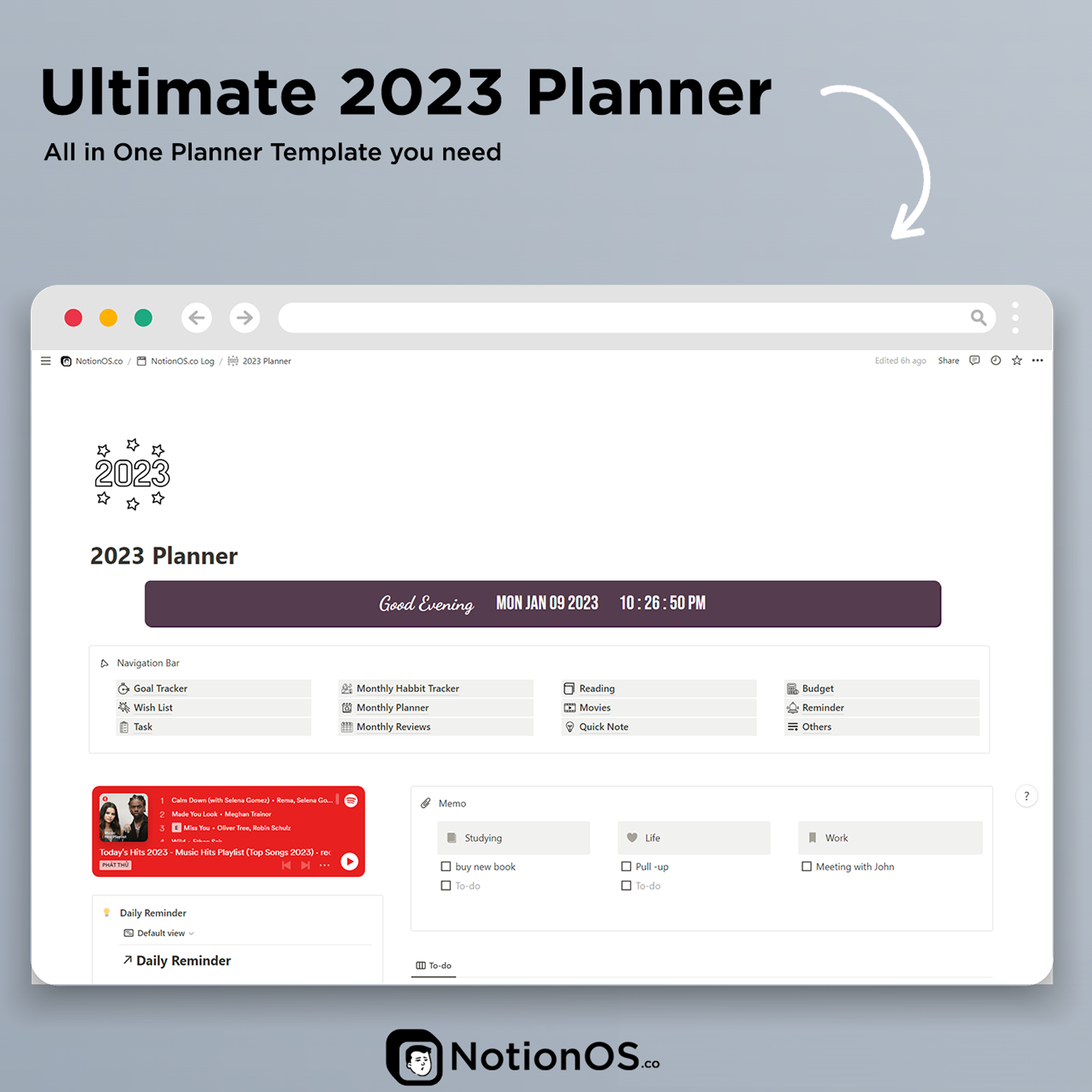 Ultimate 2023 Planner khái niệm OS