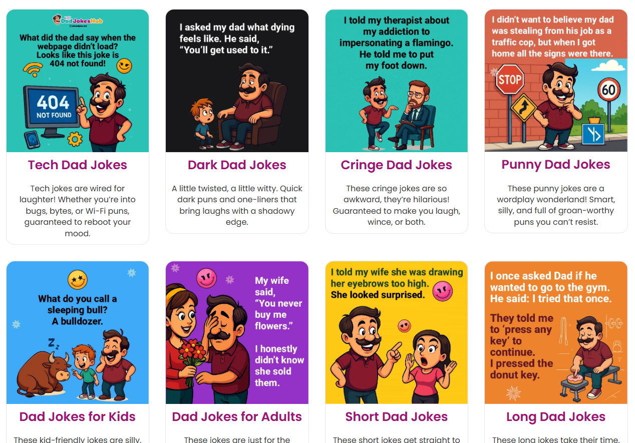 The Dad Jokes Hub - 1000+ clean dad jokes to groan, giggle & share media 3