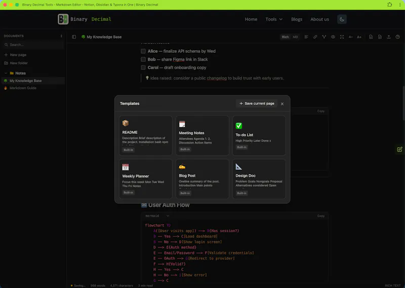 Binary Decimal - Markdown Editor screenshot 3