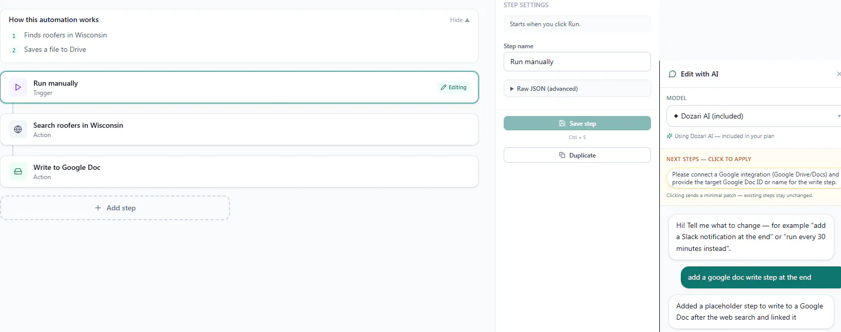 Dozari — Describe it. Automate it. gallery image