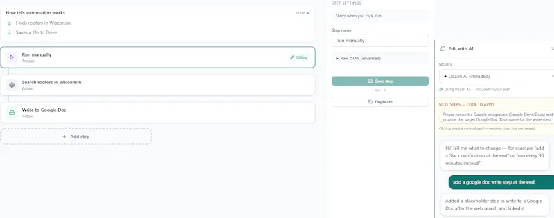 Dozari — Describe it. Automate it. screenshot 2