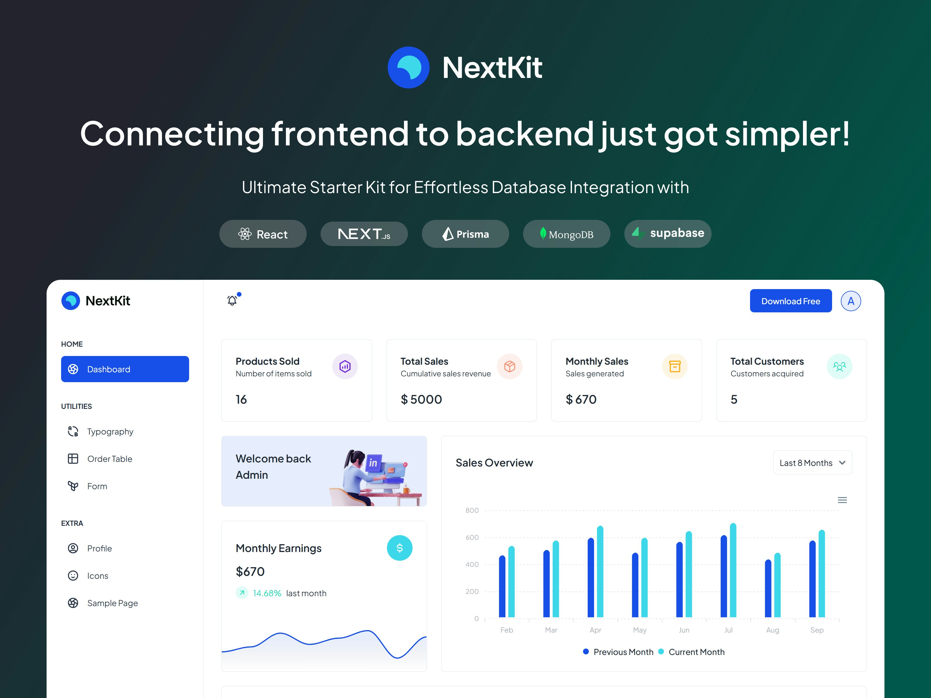 NextKit conectar frontend-to-backend - Simplifique la integración de la base de datos con Supabase, Prisma, MongoDB media 1