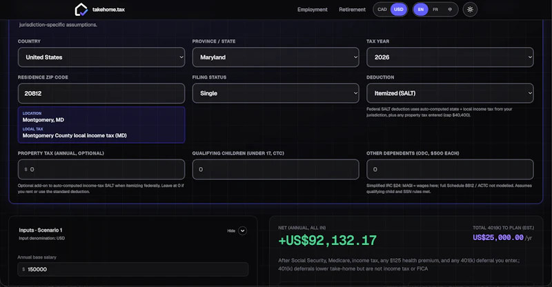 takehome.tax screenshot 4