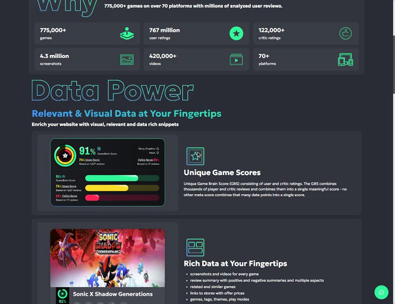 GameBrain API screenshot 2