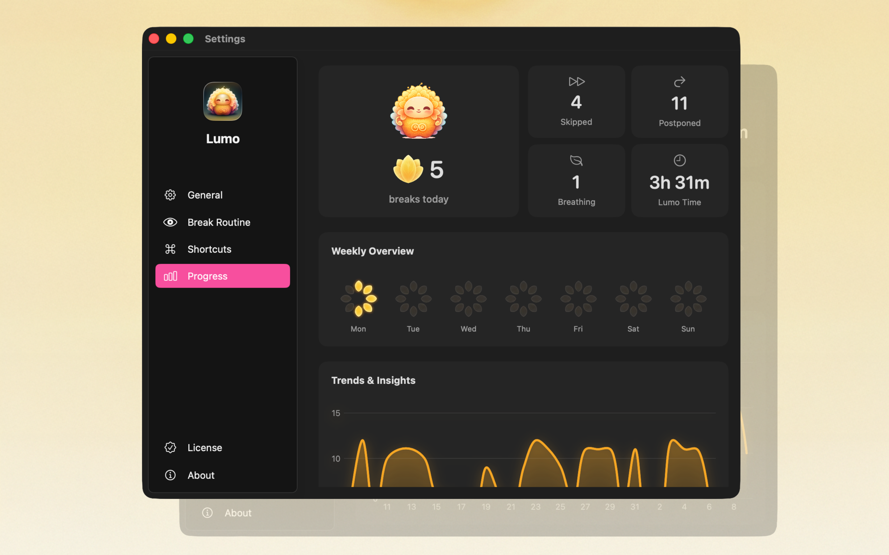 Lumo – Eye Break Reminders - Main product screenshot demonstrating key features and user interface