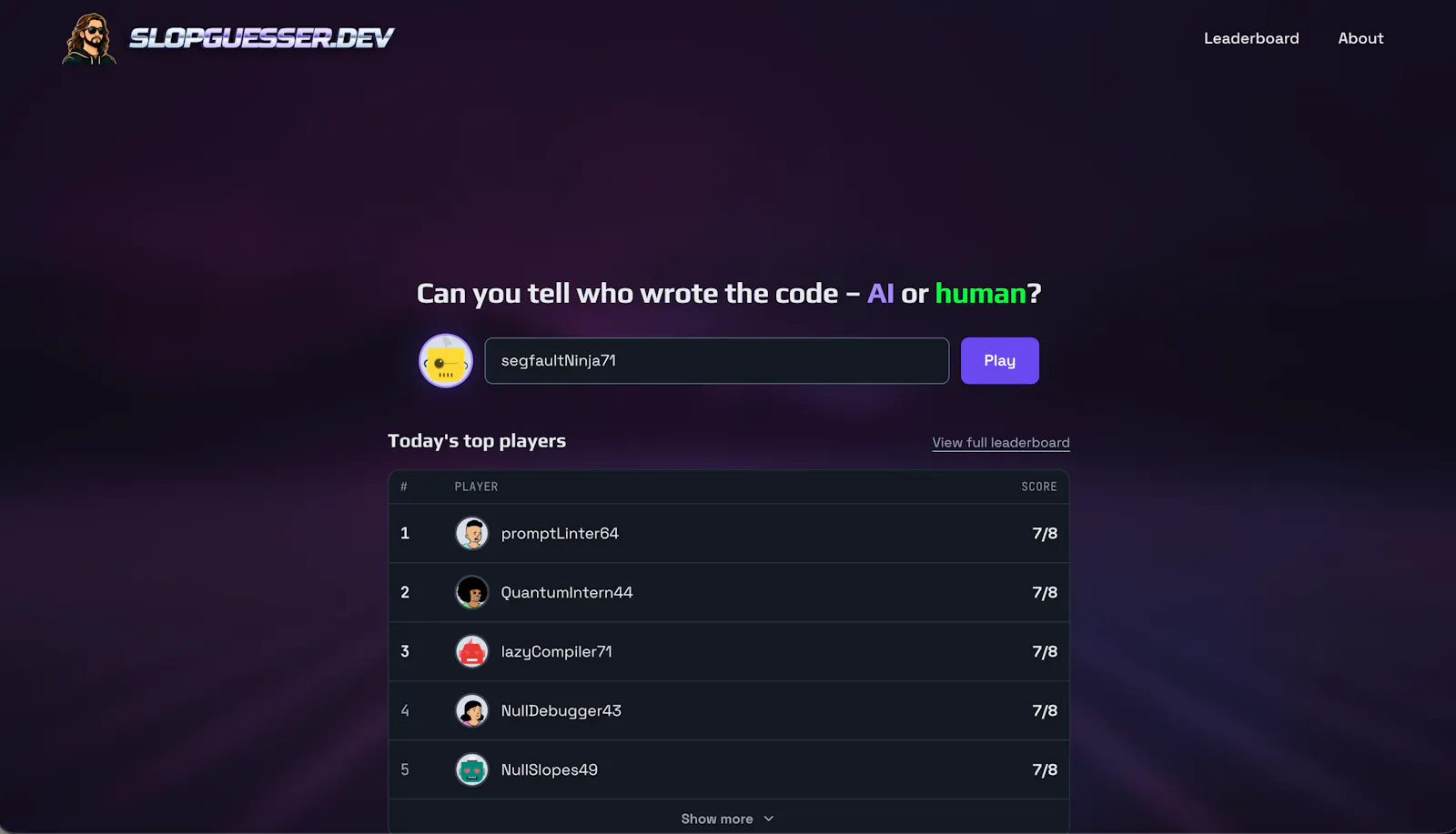SlopGuesser.dev screenshot 1