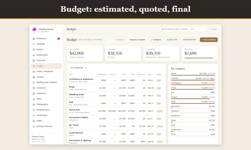 SpectrTech Wedding Planner screenshot 5