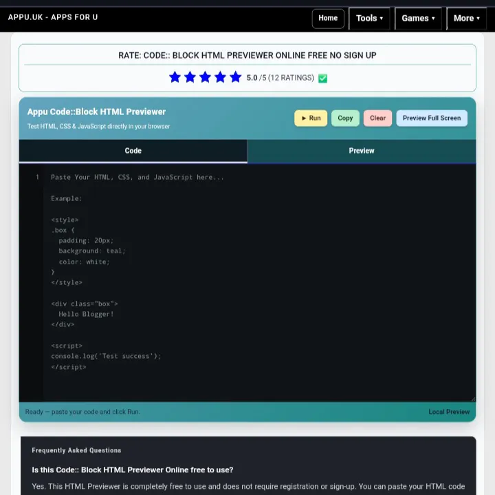 Code:: Block Previewer | appu.uk gallery image