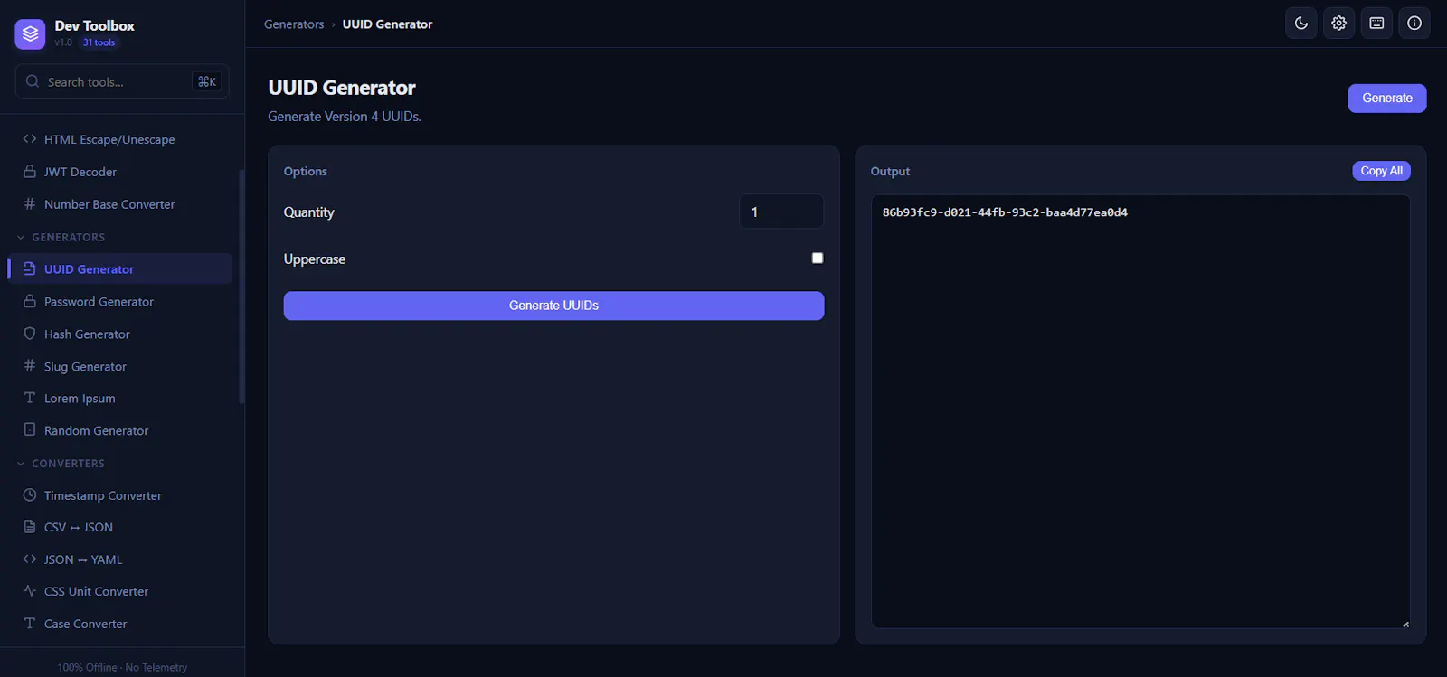 Offline Developer Toolbox screenshot 1