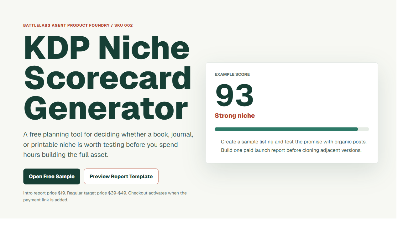 KDP Niche Scorecard Generator gallery image