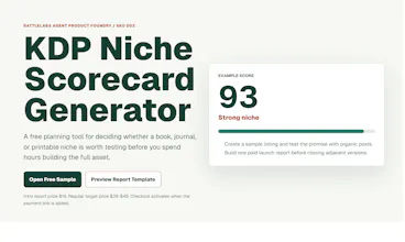 KDP Niche Scorecard Generator gallery image