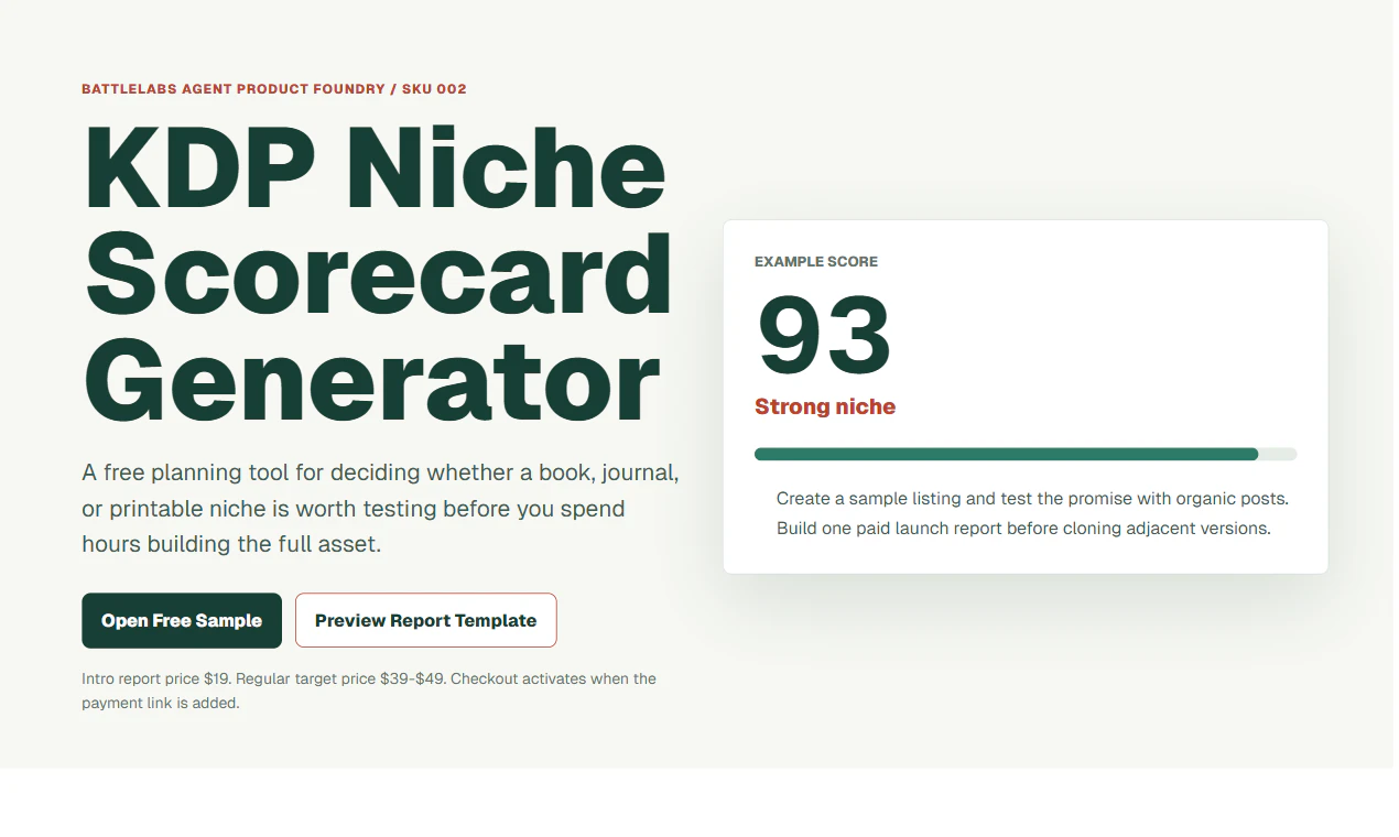 KDP Niche Scorecard Generator 대표 미리보기