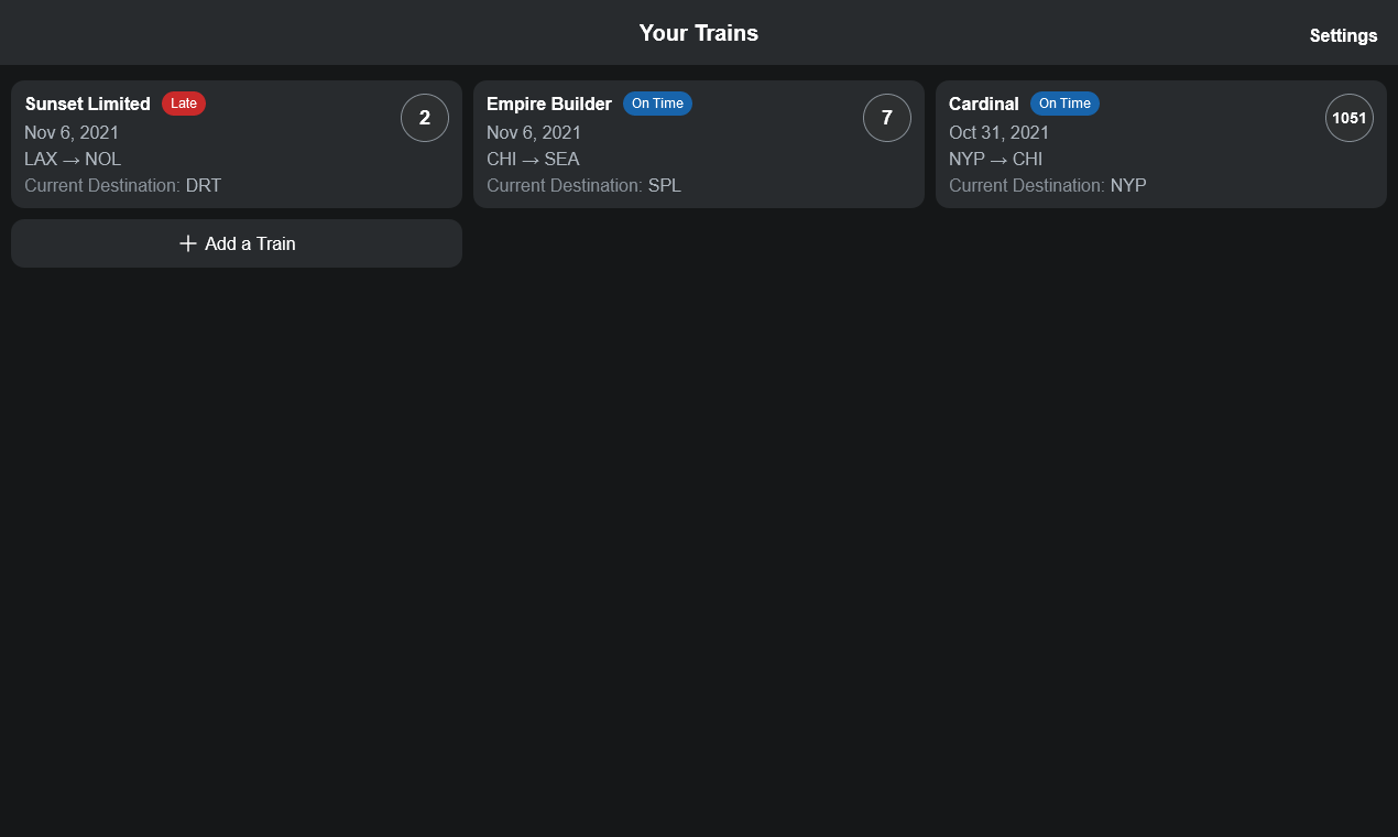 Amtrak Train Tracker | Piero gallery image