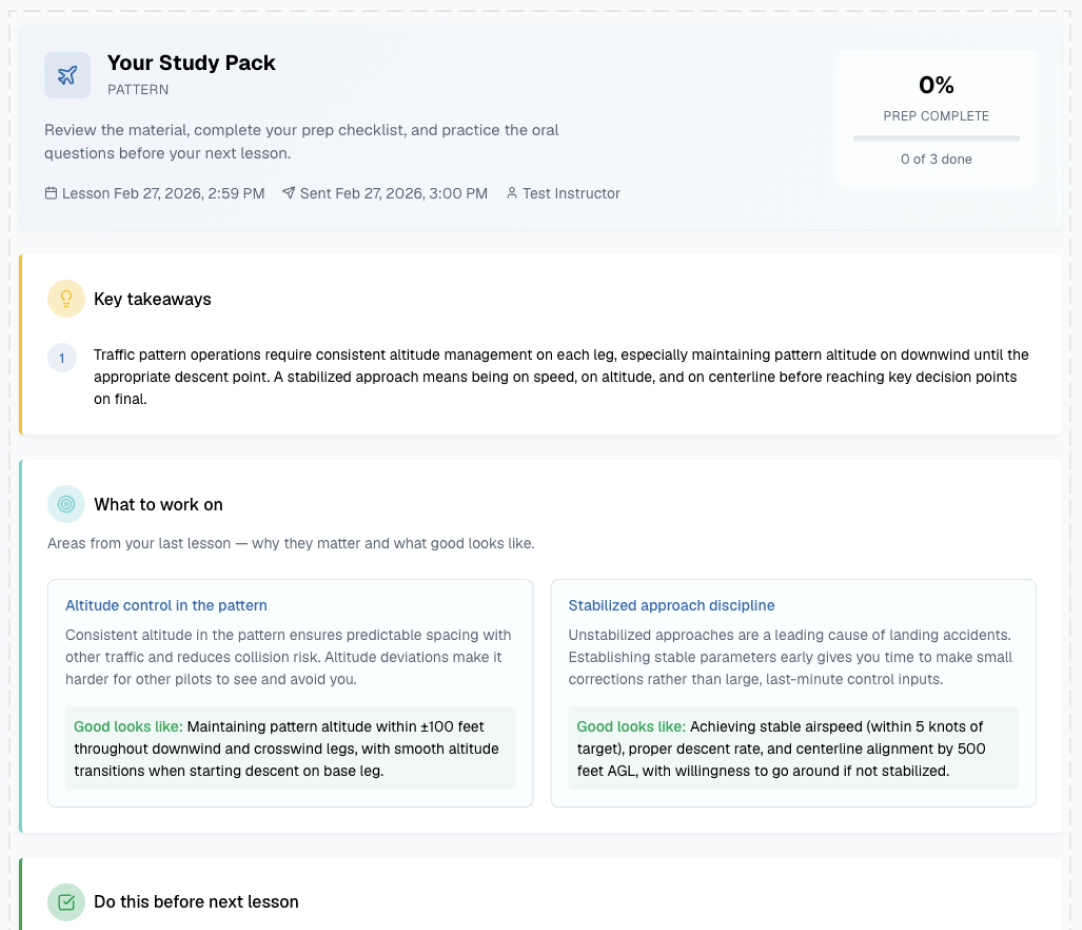 lesson/debrief - Main product screenshot demonstrating key features and user interface