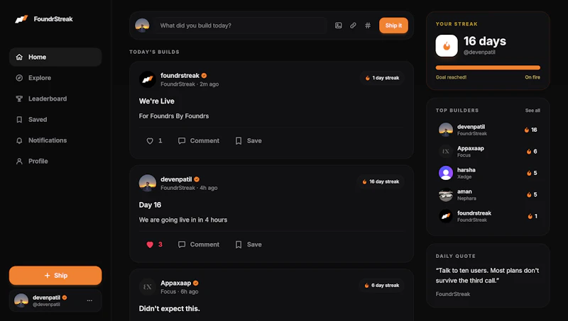 FoundrStreak screenshot 1