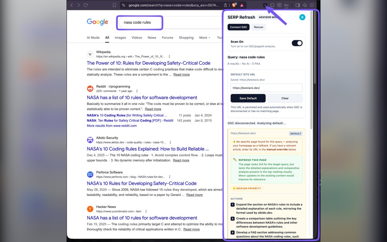 SERP Refresh: AI SEO GSC Content Updates gallery image