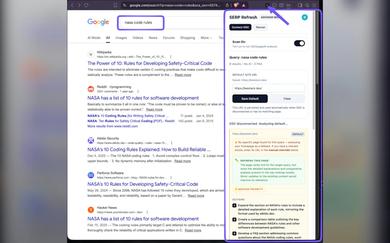 SERP Refresh: AI SEO GSC Content Updates screenshot 4