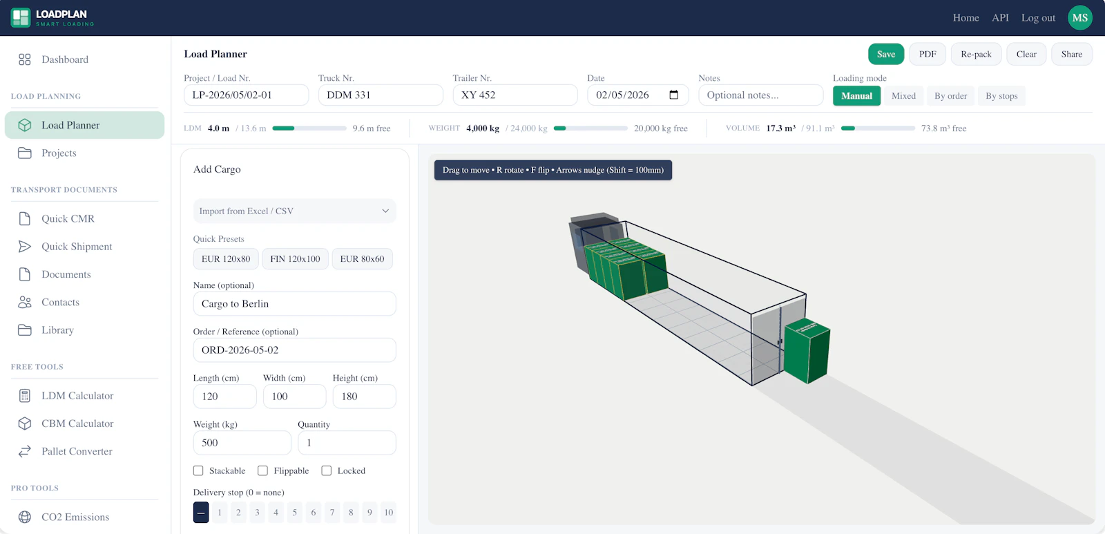 LoadPlan screenshot 2