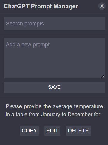 CHATGPT Prompt Manager