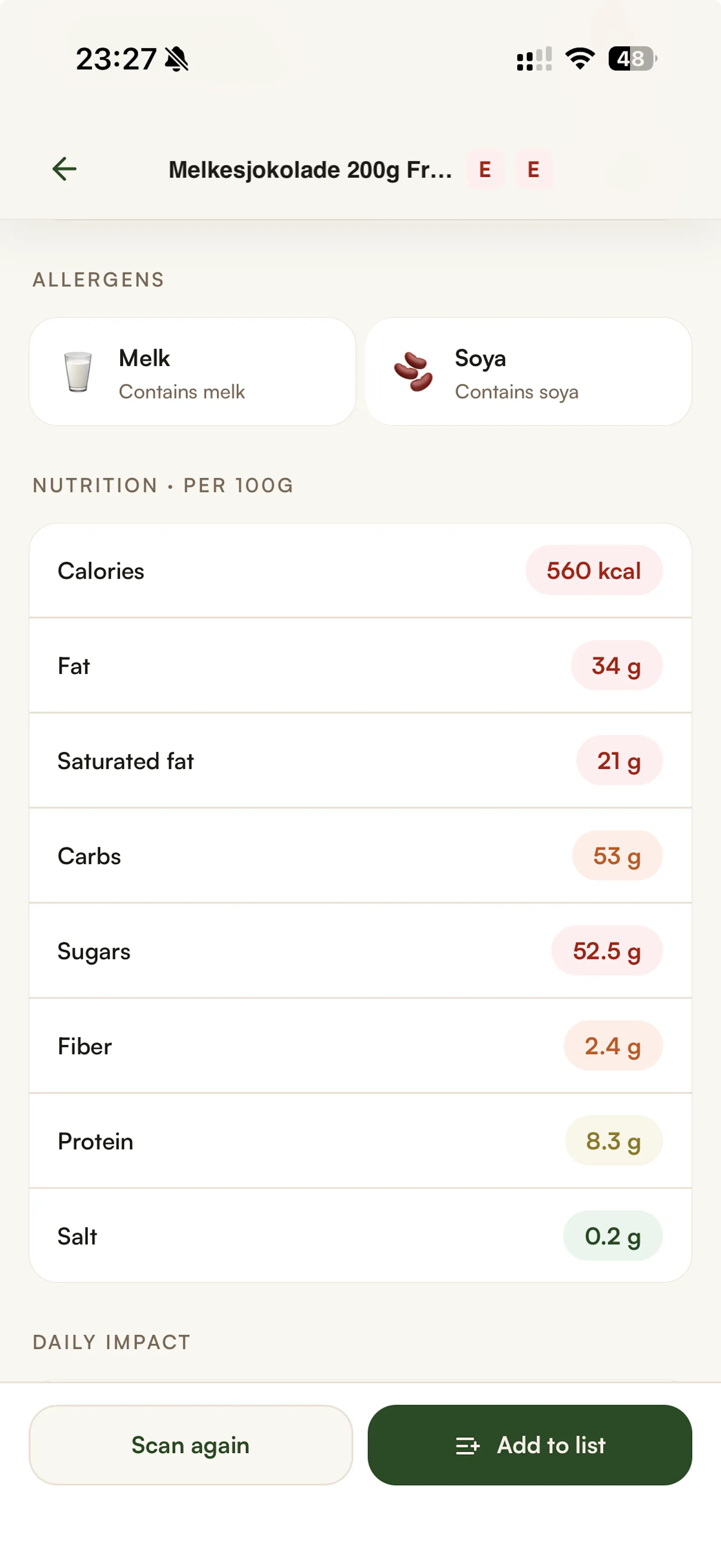 Skaren — Food scanner for Norway screenshot 3