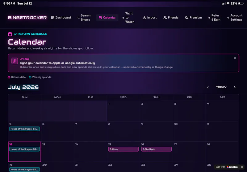 BingeTracker screenshot 2
