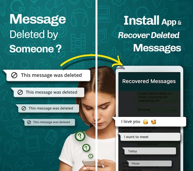WhatsDeleted: recuperar mensajes - Recupere los mensajes eliminados de WhatsApp, archivos multimedia y documentos. media 1