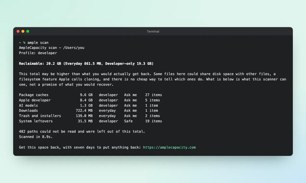 AmpleCapacity — Make room on MAC gallery image