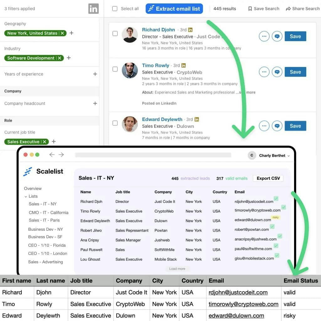 Scalelist - LinkedIn Sales Navigator 추출기 미디어 1