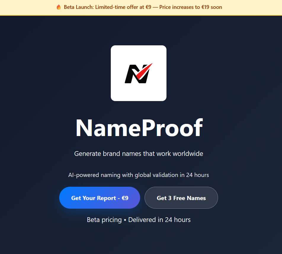 NameProof - Main product screenshot demonstrating key features and user interface