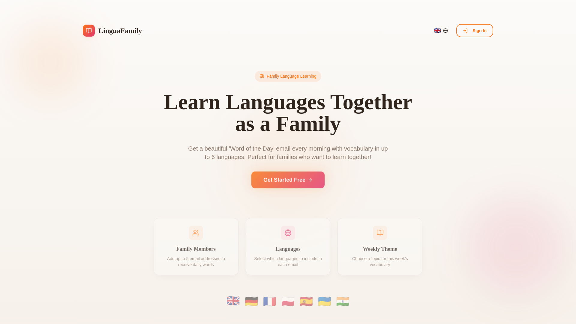 LinguaFamily - Main product screenshot demonstrating key features and user interface