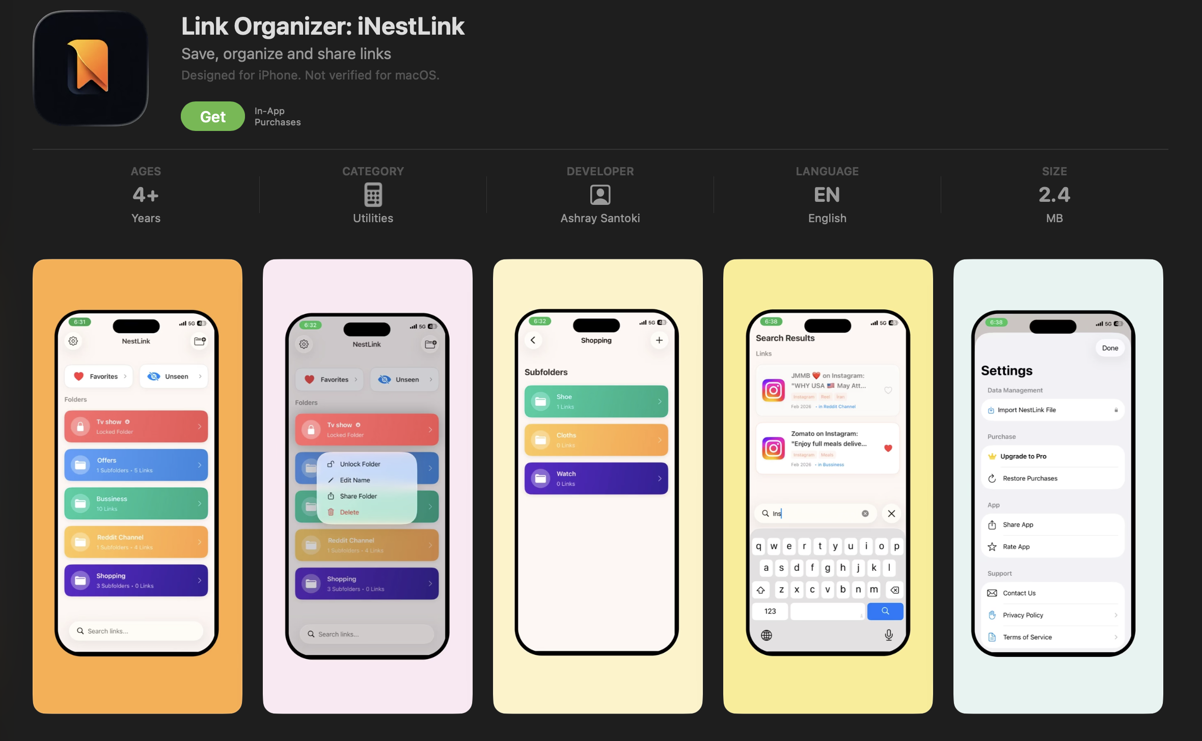 Link organize with folders lock, sharing gallery image