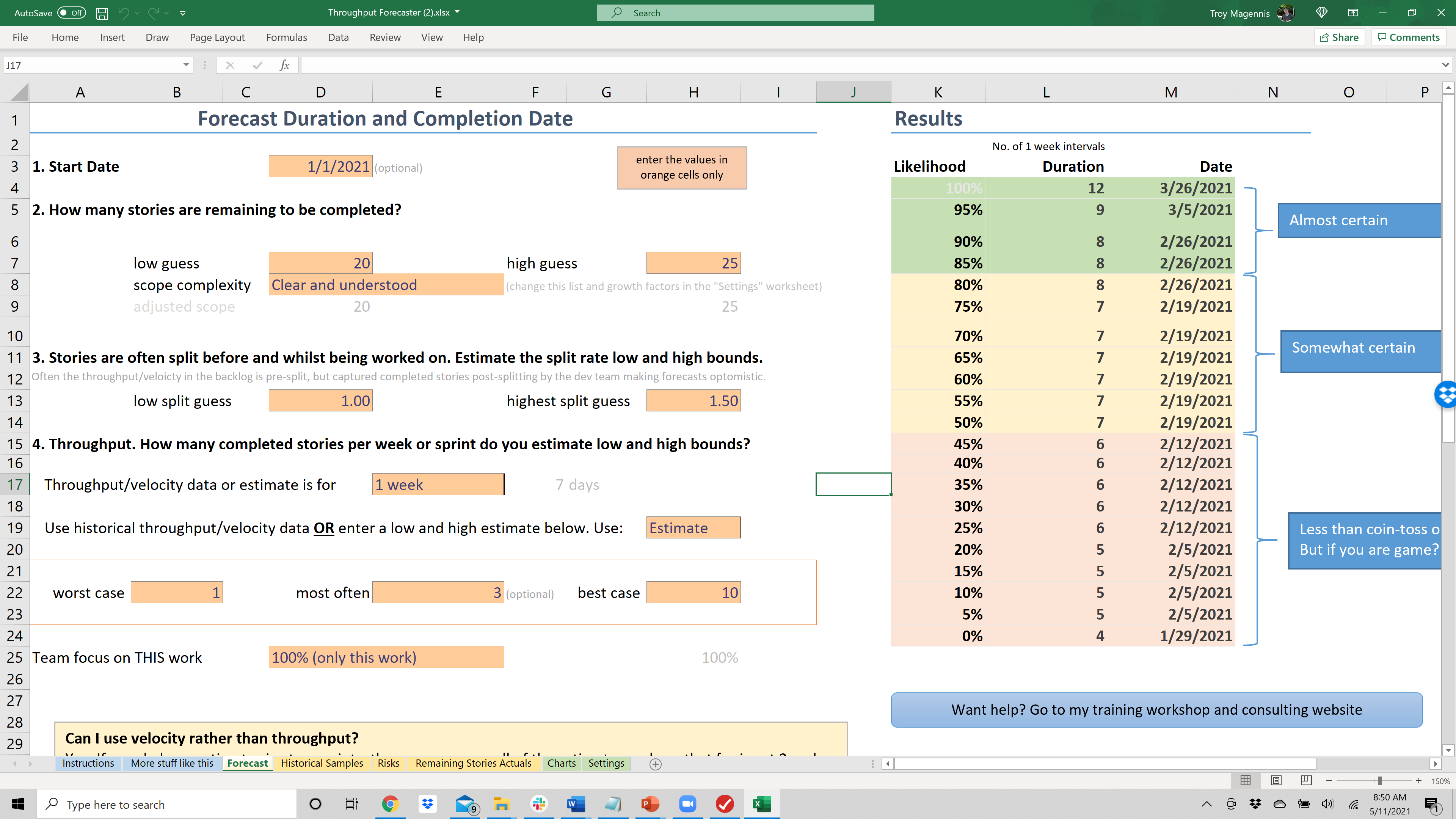 Agile Team Forecasting Spreadsheet gallery image