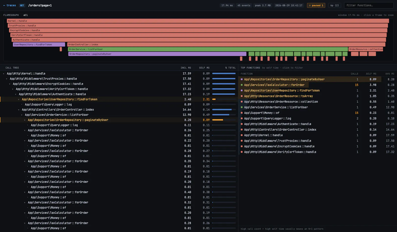 filo - no-extension call tracer for PHP screenshot 1