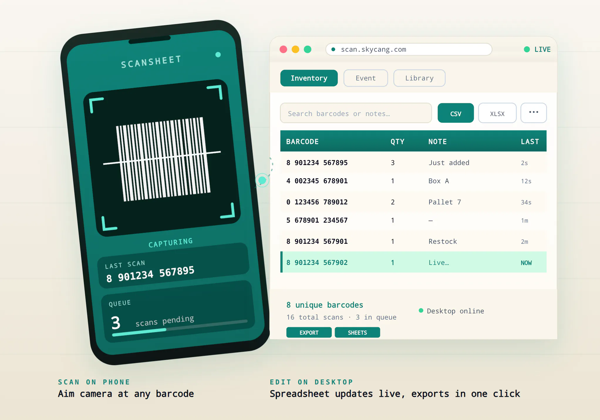 ScanSheet-Barcode Scanner to Spreadsheet