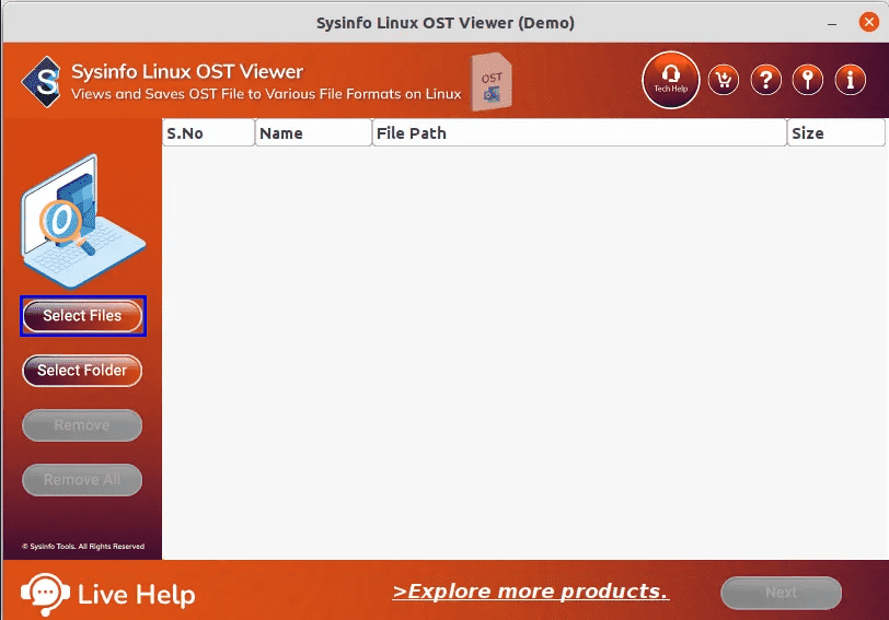 Sysinfo लिनक्स ओस्ट व्यूअर - Sysinfo Linux OST व्यूअर लिनक्स पर OST फ़ाइलों को पढ़ने और सहेजने के लिए मीडिया 1