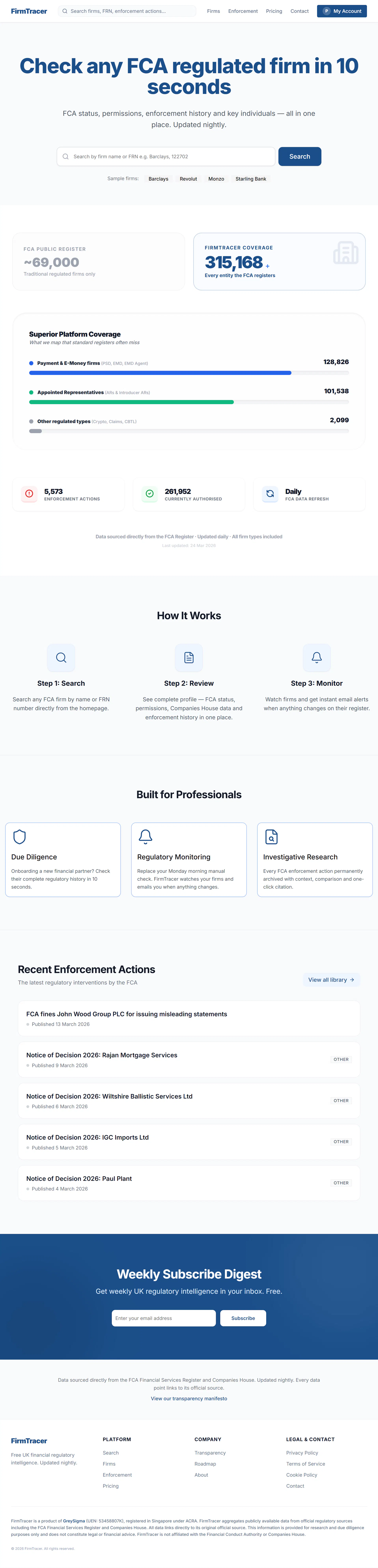 FirmTracer — UK Regulatory Intelligence 项目横幅
