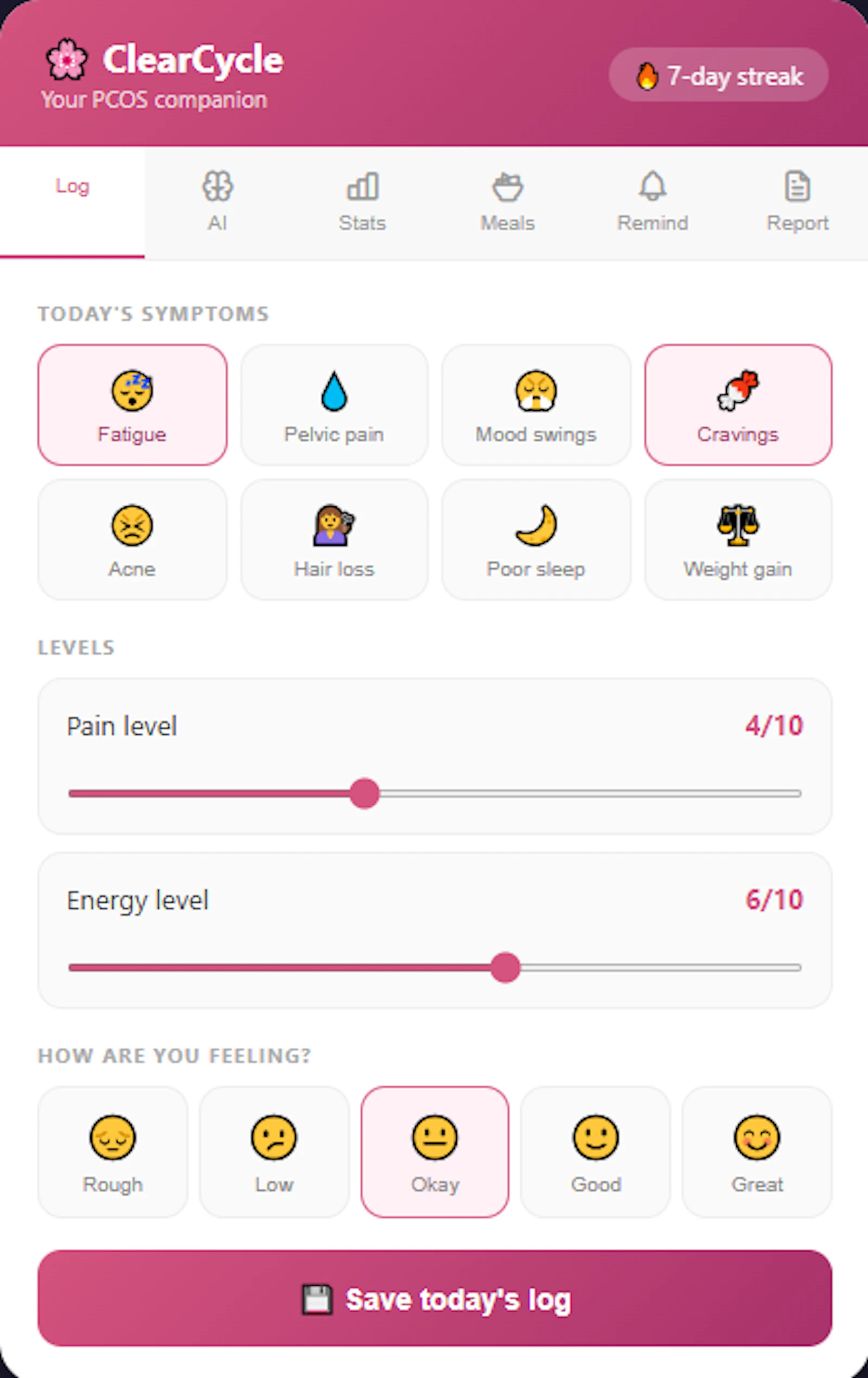 ClearCycle — PCOS Companion screenshot 1