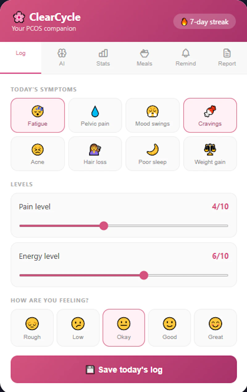 ClearCycle — PCOS Companion screenshot 1