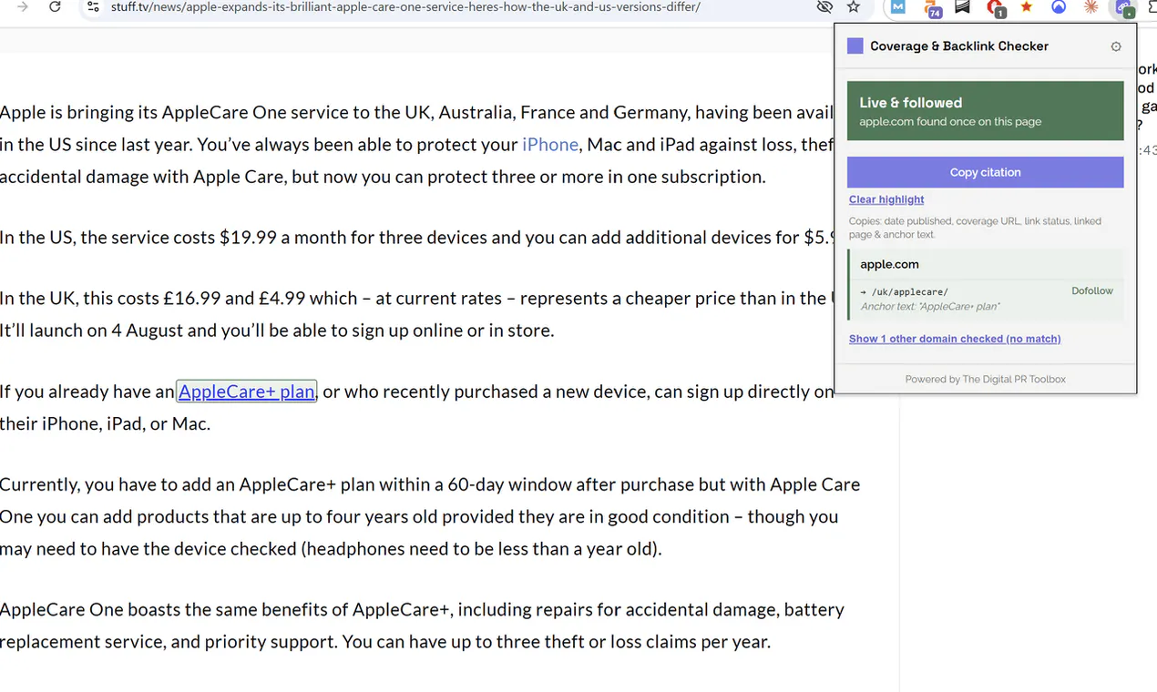 Coverage & Backlink Checker gallery image