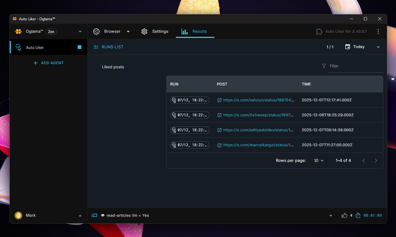 Auto Liker for X - Screenshot 4 showing product features and functionality