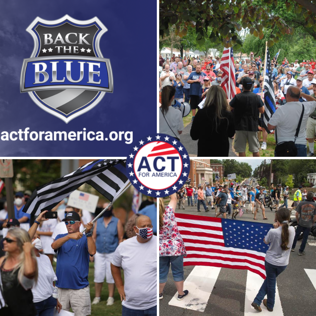 アメリカのために行動する|学校を確保します - 「Back the Blue」は、アメリカの活動主義キャンペーンの行為です。メディア1