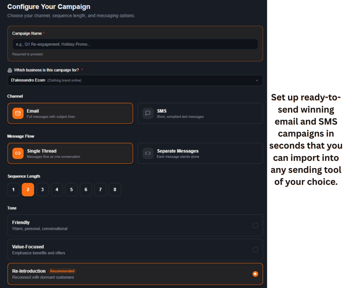 Gasoline — Reignite Lost Customers - Screenshot 3 showing product features and functionality