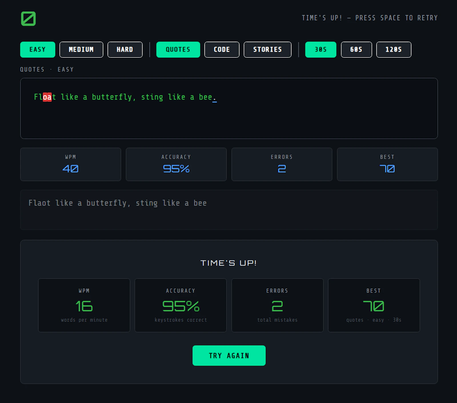 Typewriter Speed Tester screenshot 3