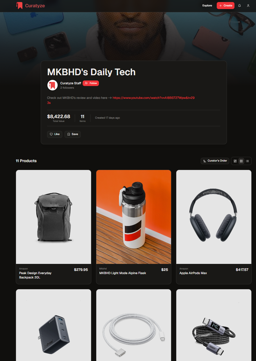Curatyze - Main product screenshot demonstrating key features and user interface