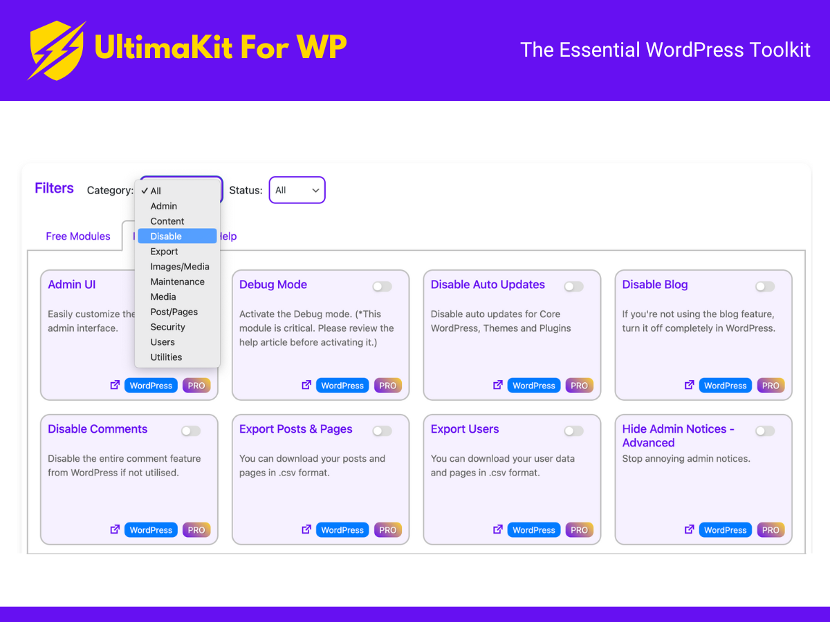 Media Ultimakit untuk WP - Toolkit WordPress Essential 5