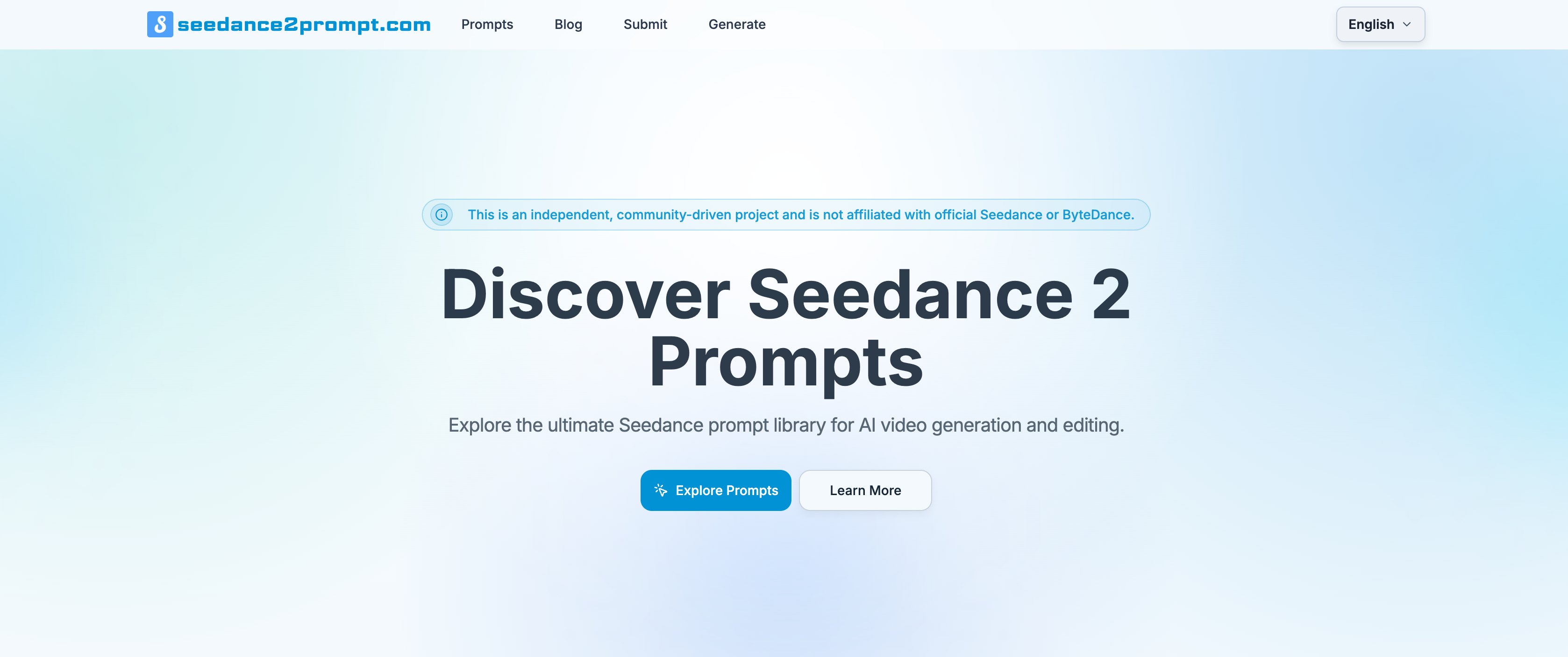 Seedance Prompt - Main product screenshot demonstrating key features and user interface