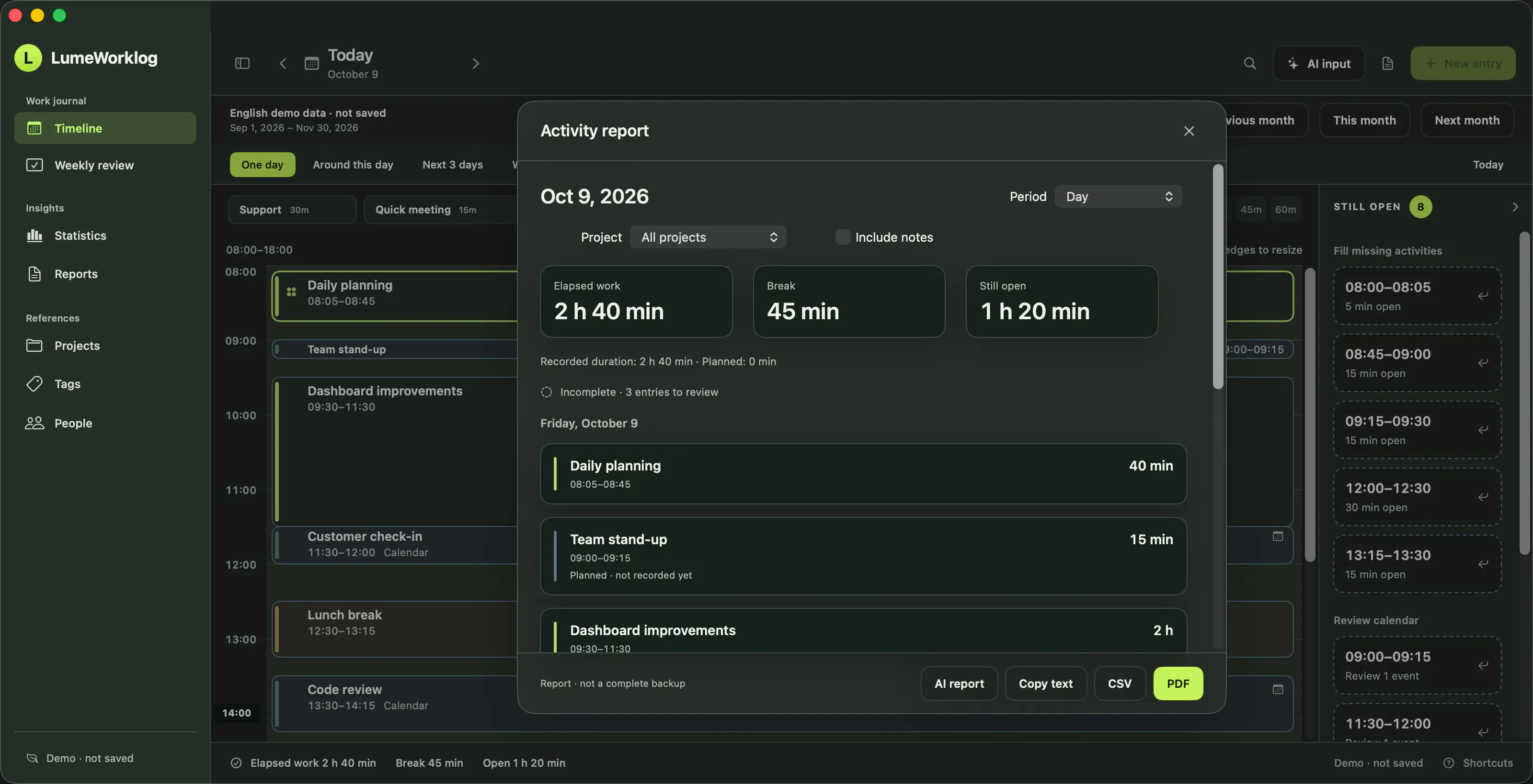 LumeWorklog gallery image