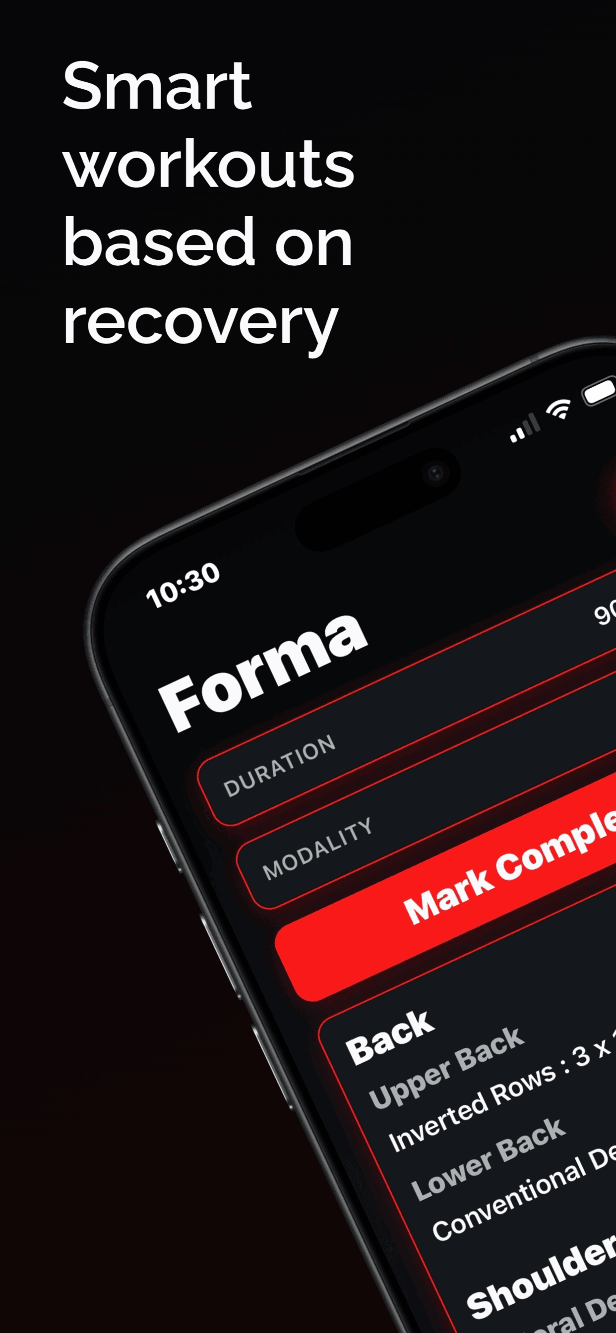 Forma - Workout Generator - Main product screenshot demonstrating key features and user interface