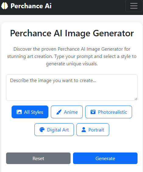 Perchance AI - Main screenshot showing features and interface