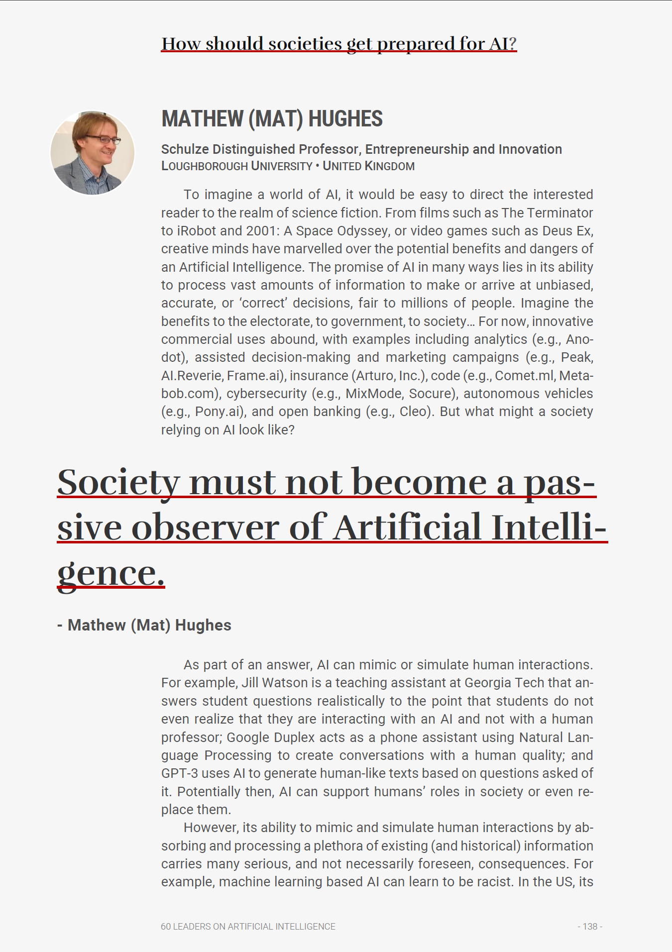 60 LEADERS ON ARTIFICIAL INTELLIGENCE - From Algorithms to Ethics. A holistic view of AI media 25